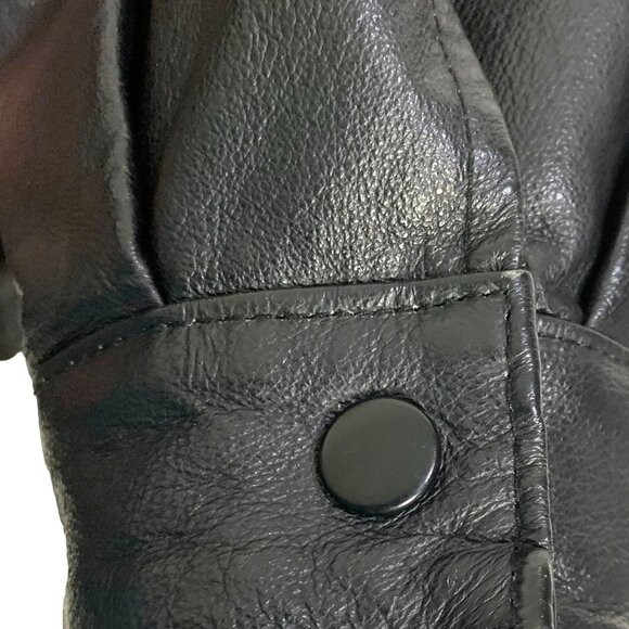 Varsity Letterman Aviator Bomber Jacket XL Black Leather Wool Embroidered Racing - Picture 6 of 14